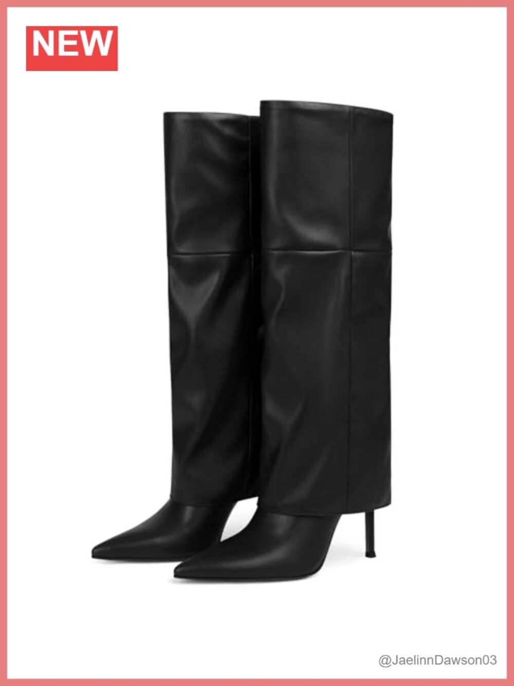 Knee High Boots Pointed Toe Stiletto Heel Slouchy Tall Faux Leather Fall Winter